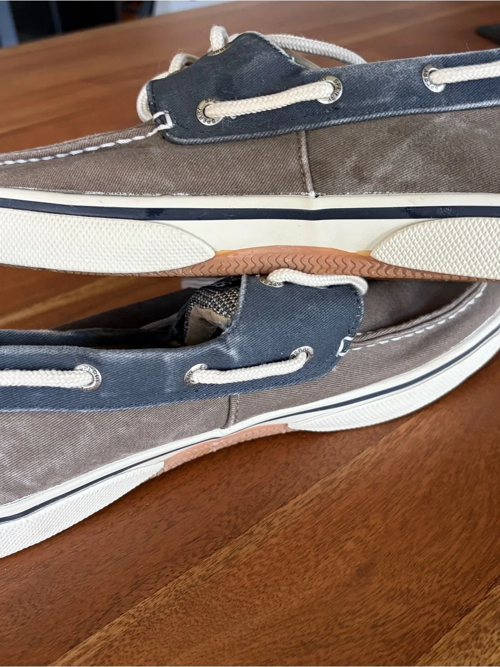 Sperry Men's Gray and Navy Canvas Boat Shoes